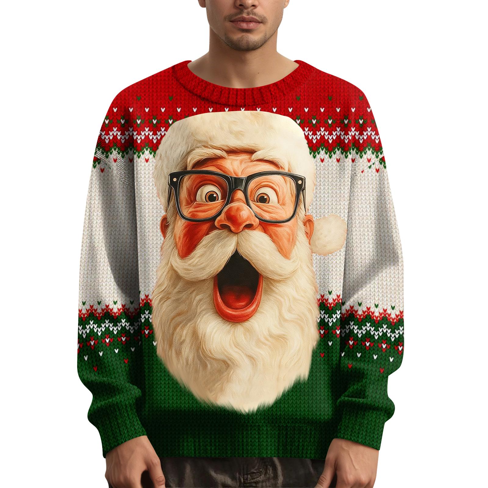 

Мужской рождественский свитер с принтованным воротником M