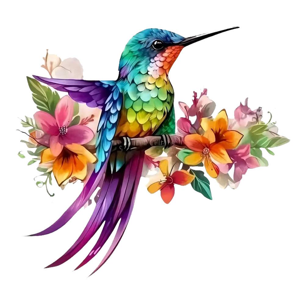 

QT2470# Vibrant Hummingbird & Floral Waterproof Car Decorative Decal, Suitable for Cars, Laptops, Bumpers, Glass Window Sticker 10cm-longest side