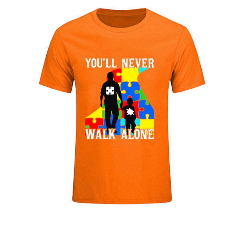Never Walk Alone Father And Son T Shirt Discount Custom Work Tshirts Mens Short Sleeve Tees