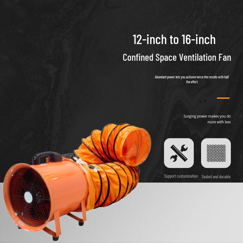 Compact Portable Axial Exhaust Fan for Confined Spaces 300mm 10m Fan
