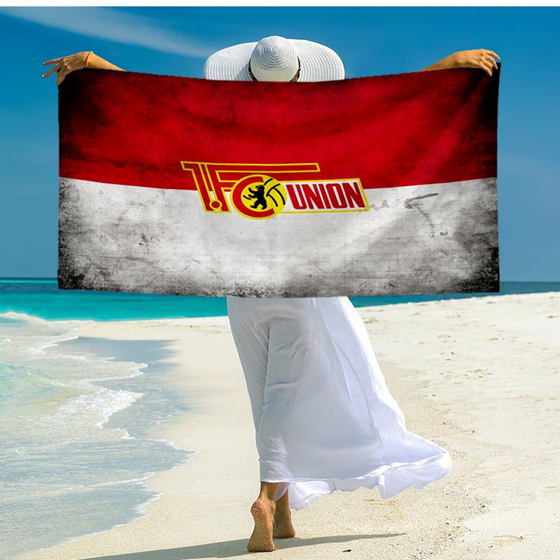1 Stück Union Fußball-Emblem Strandtuch - Weiche, Saugfähige Mikrofaser, Leicht, Ideal für den Strand, Partys, Reisen, Camping, Geschenke für Fans