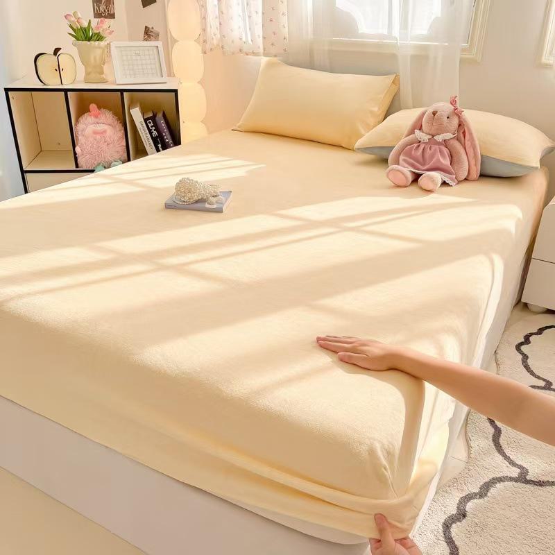 Pure Color Milk Velvet Winter Bedspread - Plush, Thick, Single Bed Sheet
