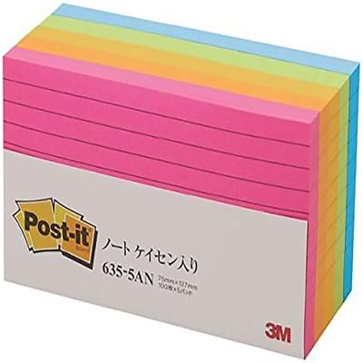 Carnet ligné néon 75 x 127 100 feuilles x 5 Post-it, taille, couleur, mm, blocs, 635-5AN