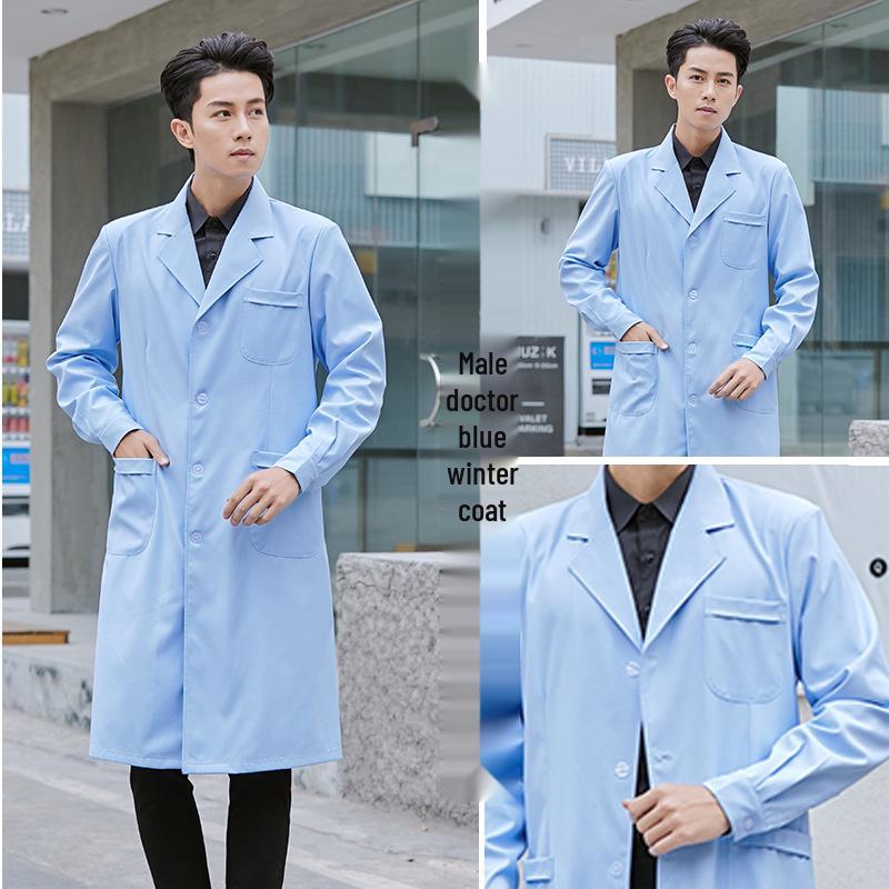 Saint Snowland Îmbrăcăminte medicală unisex: Halat Alb cu Mâneci Lungi și Scurte, Protecție Muncă Albastru pentru Utilizare Spitalicească și de Laborator