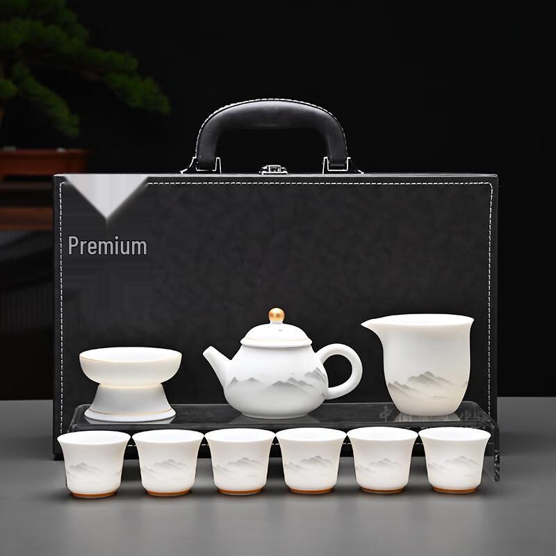 10-Piece Japanese Ceramic Pure White Kung Fu Tea Set
