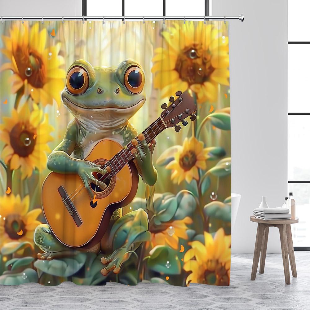 

Tropical Tree Frog Shower Curtain Waterproof Easy To Clean Privacy Protection Print Jungle Art Design Vibrant Easy To Clean W60H190(CM)-1 Pcs