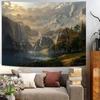 Fantasy World Tapestry Mountain Forest Lake Landscape Tapestries Wilderness Sunshine Nature Waterfall Tapestry for Bedroom