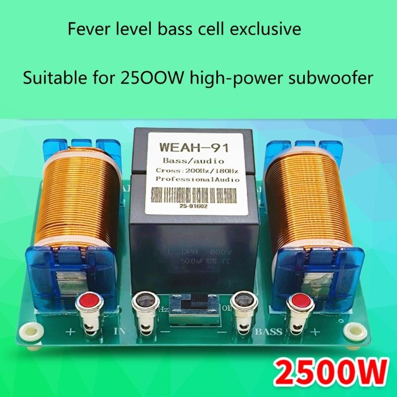 1000/2500W Bass Speaker 180/200Hz Subwoofer Frequency Divider Hifi Stereo DIY Woofer Crossover Filter Loudspeaker