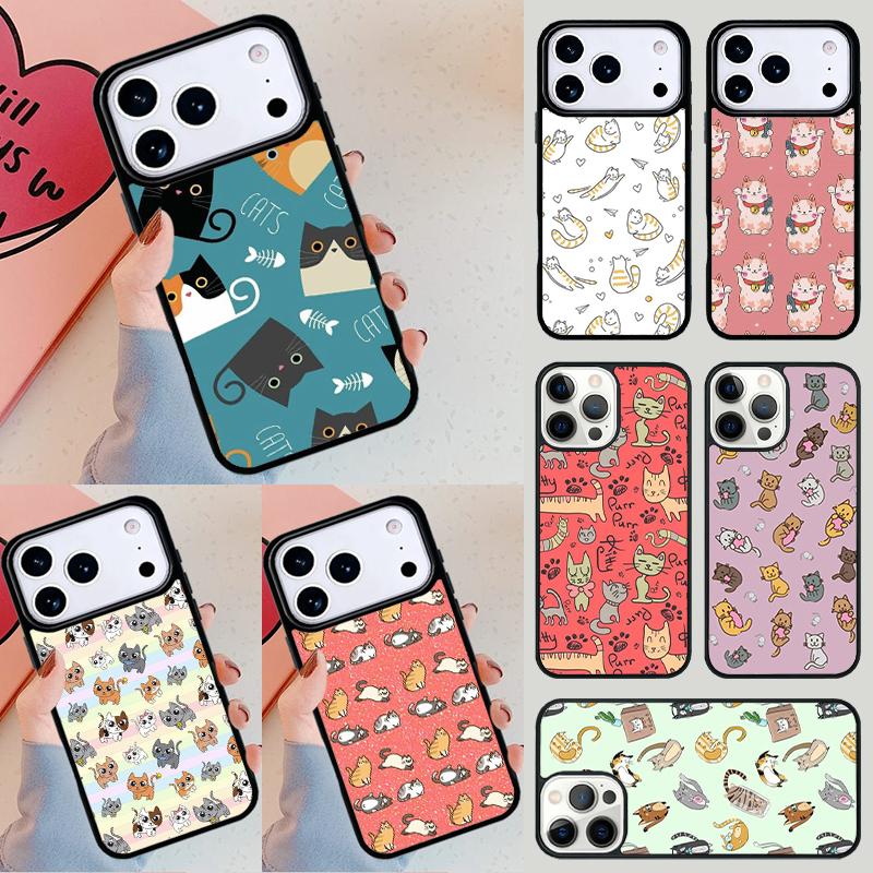 Funny Cartoon Cat Phone Case For iPhone 17 Air 14 15 13 12 Max Cover For Apple 14 15 16 16e 11 Pro Max Plus Coque