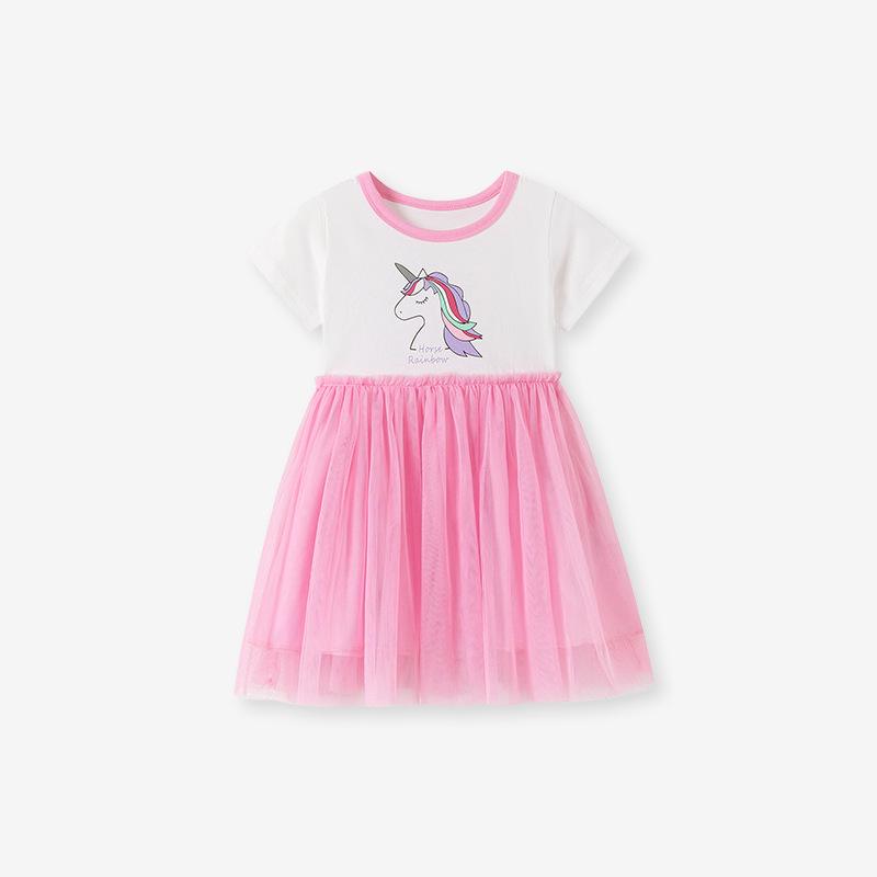 Summer Unicorn Dress - Cute Short-Sleeved for Girls 130cm