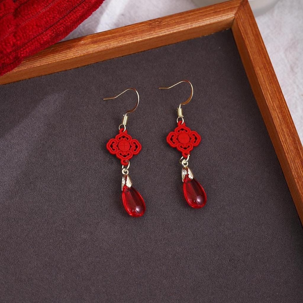 Ankerla Red Bow Heart Earrings: Enhance Skin, Slim Face, Exude Luxury - Perfect for New Year Elegance