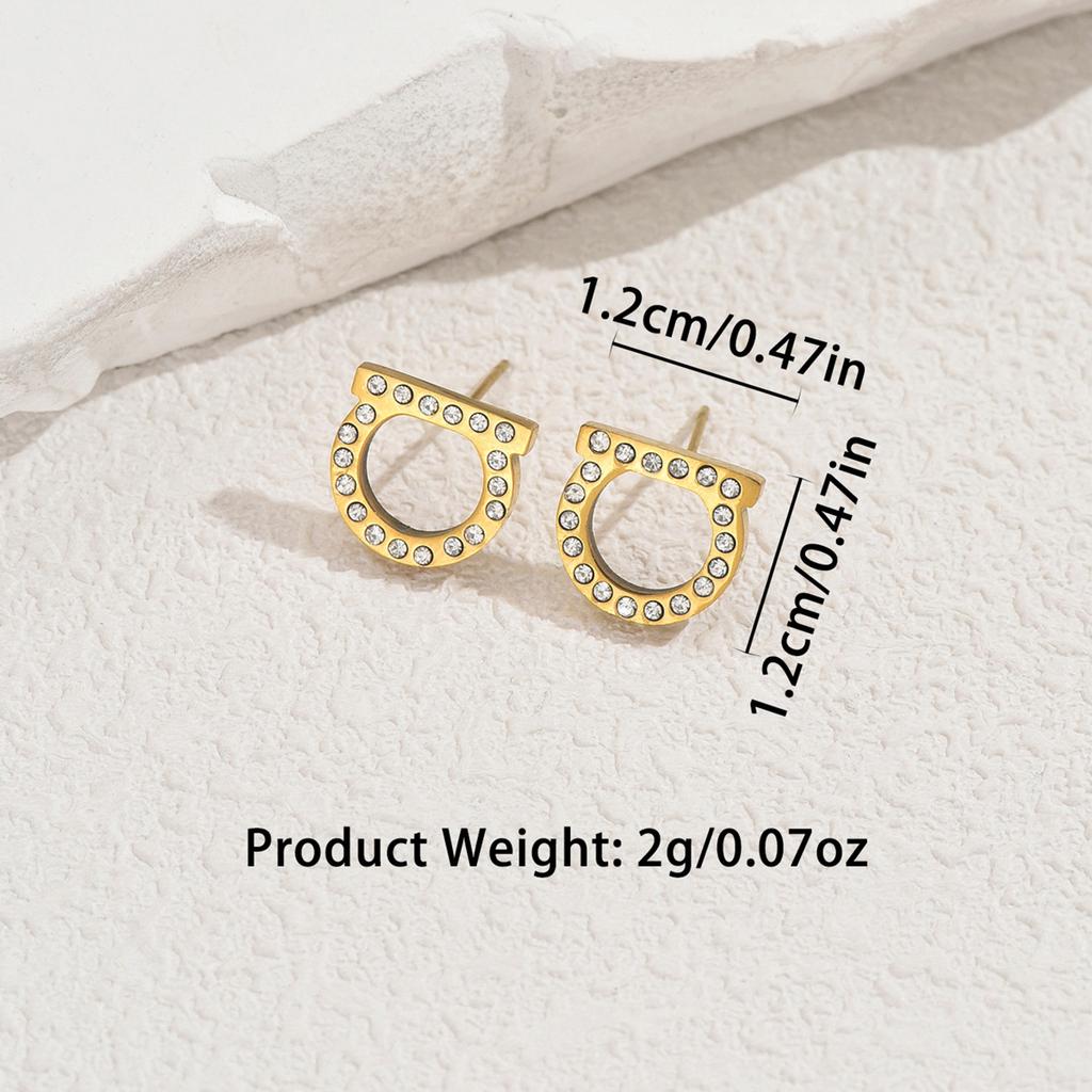 Simple Smooth / Shiny Crystal Small Stud Earrings Silver/Gold Color Tiny Posting Earrings Women's Minimalist Luxury Jewelry