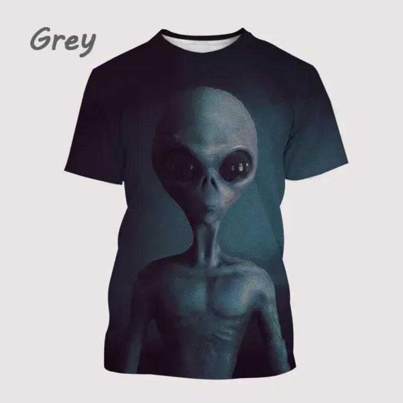 Mode Herrkläder Ny Rolig Alien 3D-tryck T-shirt Personlighet Hip-hop Street Unisex Oversized T-shirt Harajuku Toppar T-shirts