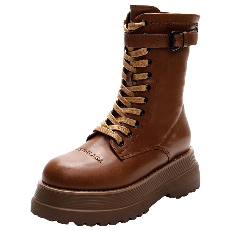 Thick-soled Martin boots autumn and winter new small ins trendy retro boots slim velvet short boots