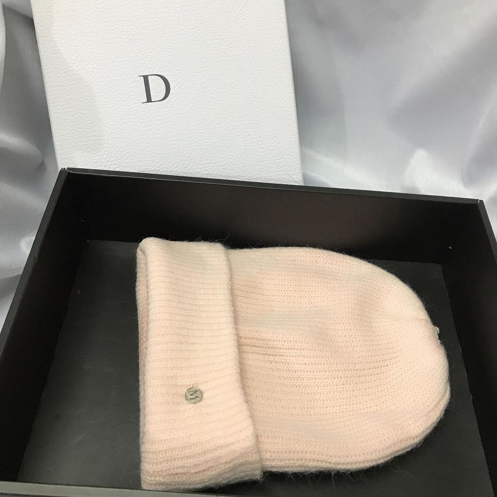 Russian Winter Warm Rabbit Hair Knitted Hat Celebrity Light Luxury Small Diamond Double Fold Wool Hat Women'S Outdoor Windproof