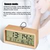 Wooden Digital Alarm Clock Time Date Temperature Humidity Measurement Large Screen Alarm Clock For