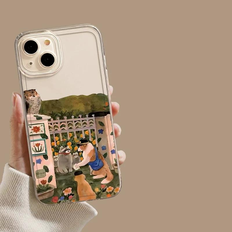 

Art Girl Illustrations Oil Painting Phone Case For iPhone 17 16 15 11 12 14 13 Pro Max Mini X XR 7 Plus 16E Air Shockproof Cover iPhone 15 Plus