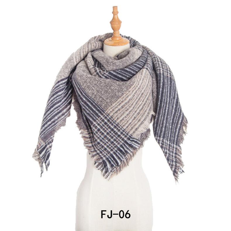 European & American Autumn/Winter Thick Double-Sided Plaid Scarf & Shawl for Women