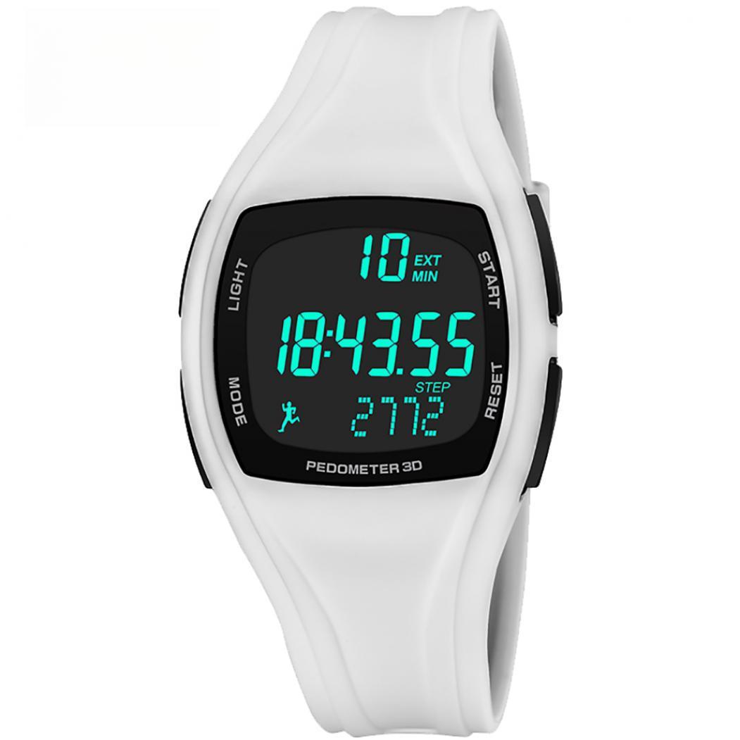 

3D Pedometer Alarm Chronograph Multifunction Men Digital Wrist Valuable Watch Waterproof AVE білий
