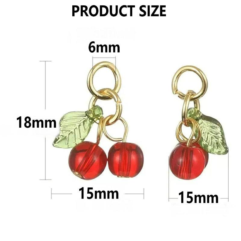 10pz Ciondoli Ciliegia Rossa Carini Pendenti Frutta Rossa in Vetro con Passante Accessori per Creazione Gioielli Fai da Te per Braccialetto Collana Orecchini