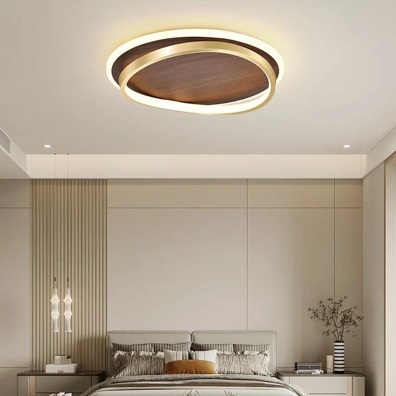 Modern LED Ceiling Light Walnut Color Chandelier For Bedroom Living Dining Room Aisle Home Decor Indoor Lighting Fixture Luster