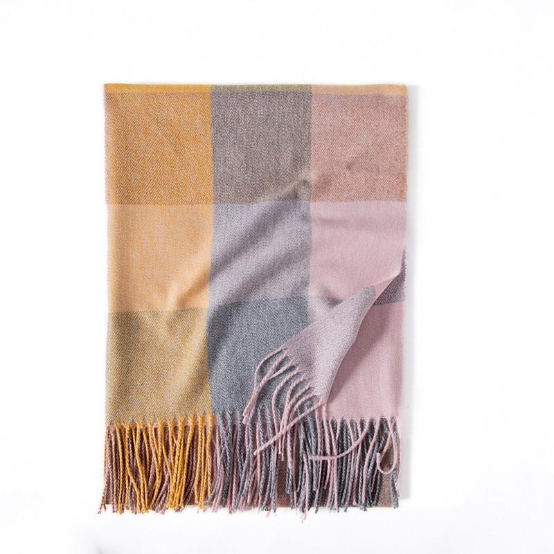 Soft Acrylic Plaid Scarf Women Winter Warm Shawl With Fringe Casual Chic Accessory