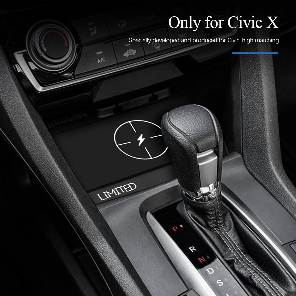 Wireless Charger Interior Moulding for Honda Civic 10th 11th Gen 2016-2023 15W Fast Charging Phone Pad