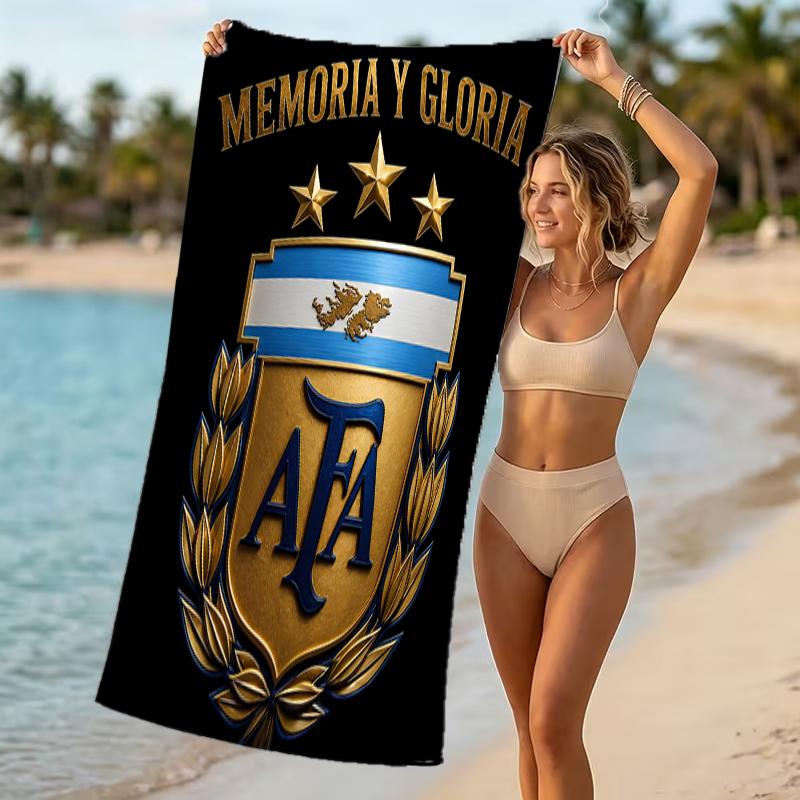 Beach Towel with Argentina Football Pattern - soft,absorbent,machine washable Lightweight&Modern,swimming,Travel Essentials
