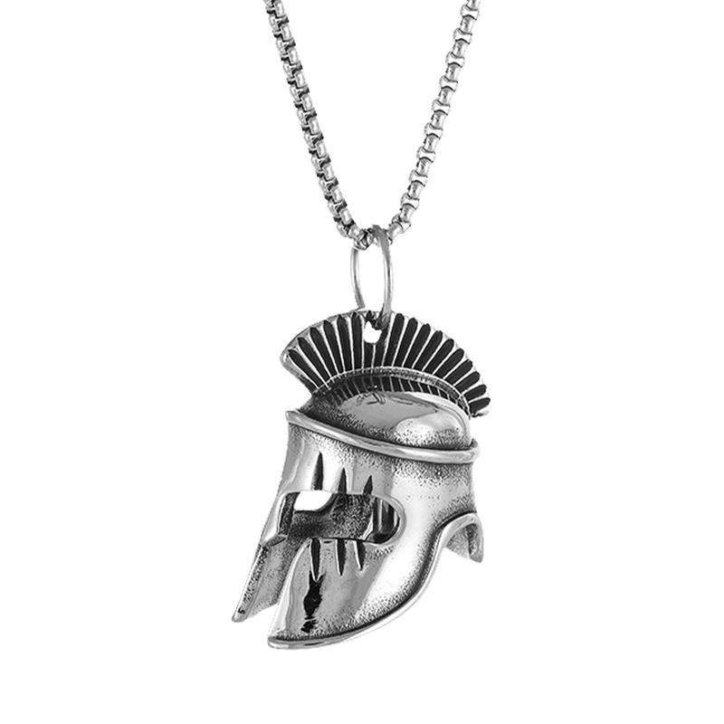 Charm Roman Warrior Spartans Motorcycle Good Luck Pendant Necklaces Vintage Greek Warrior Stainless Steel riding Bells Jewelry