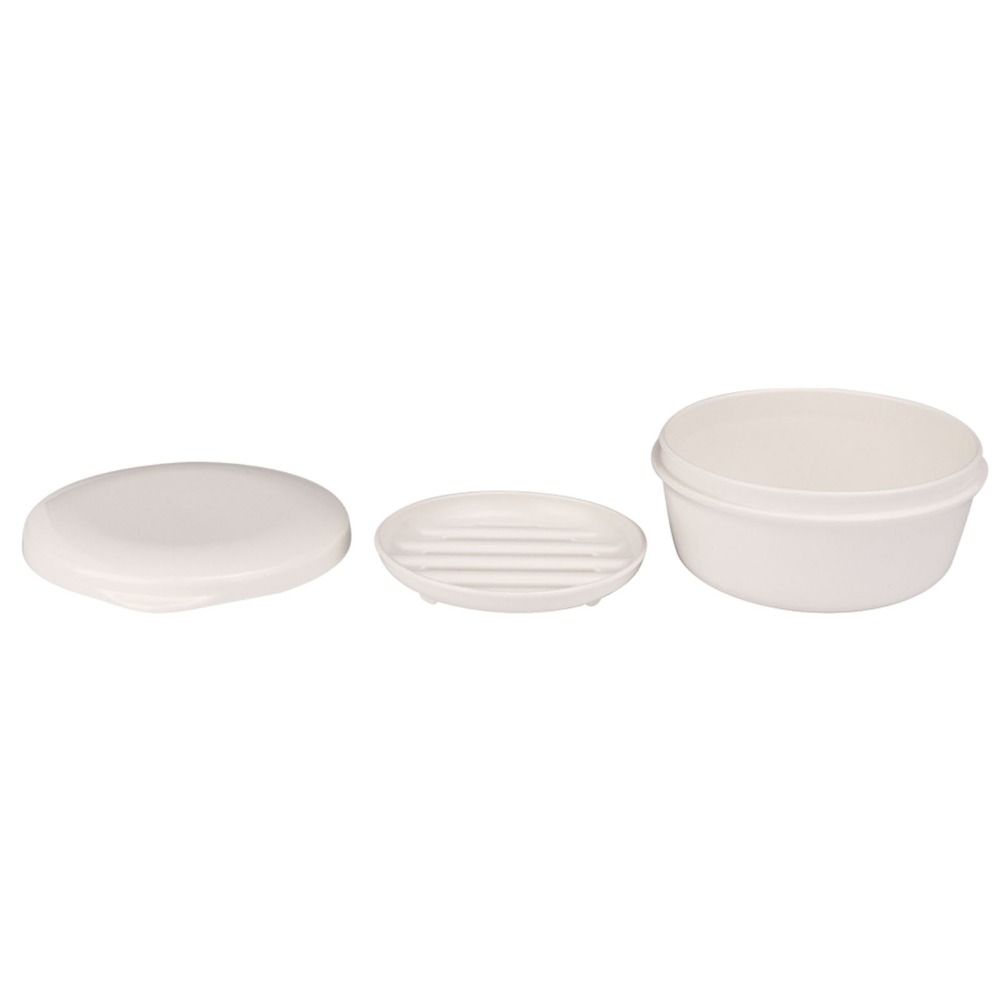Plastic Soap Case White Soap Dish Round Corner Soap Box  Outdoor Camping