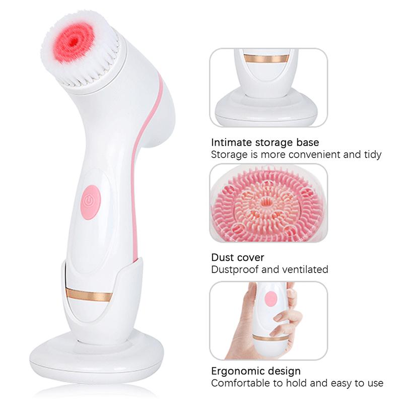 New design Silicone Electric Ultrasonic Facial Cleansing Brush Spin Cleaner Device Waterproof Cleaning Exfoliation Rotating