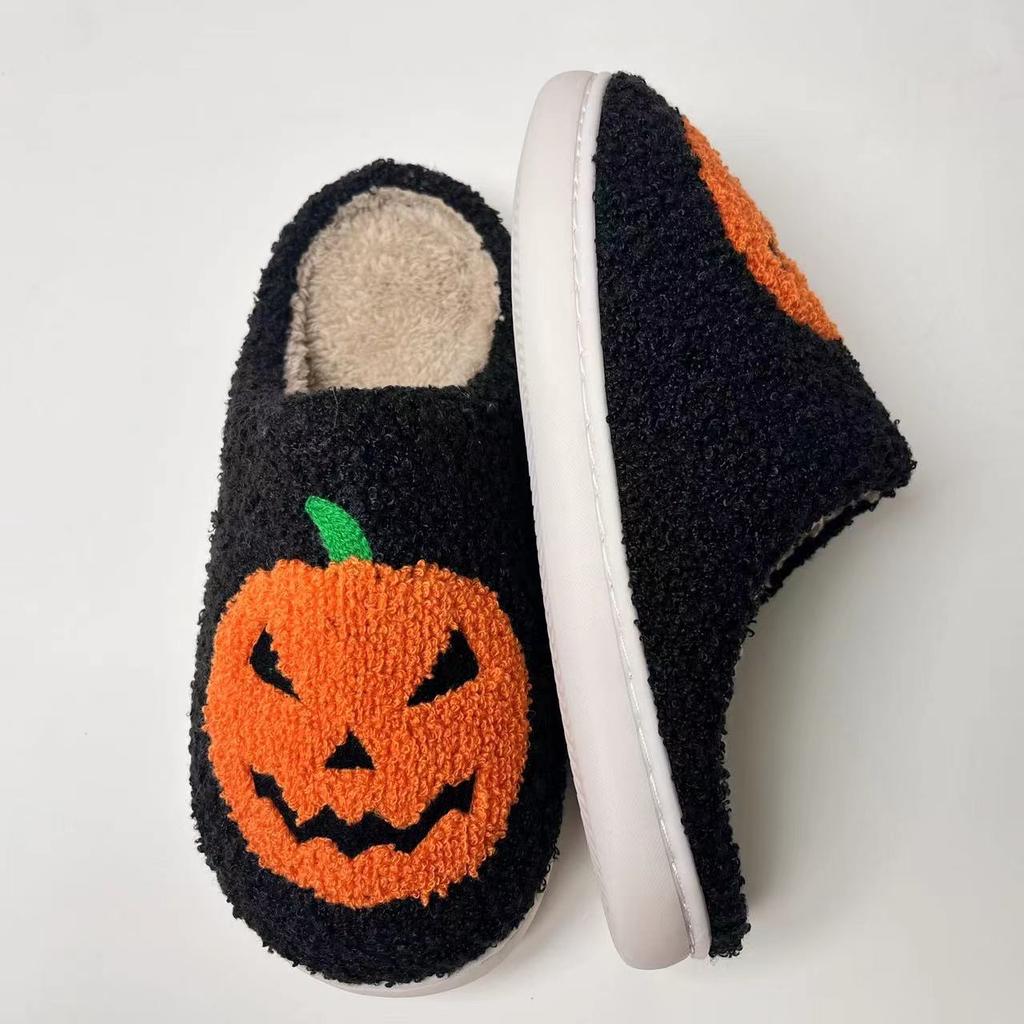 Halloween new home slippers warm men's and women's slippers support sticker code