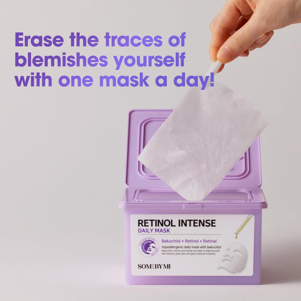 SOMEBYMI Official Retinol Daily RETINOL INTENSE DAILY Face Mask for Dry Korean Cosmetics Mask, 30-Pack, MASK, 30ea, Wrinkles, Firming, Pores, Skin,