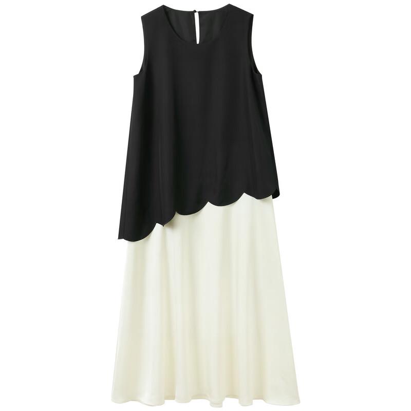 Sancai 2026 Spring Round Neck Faux Two-Piece A-Line Vest Dress