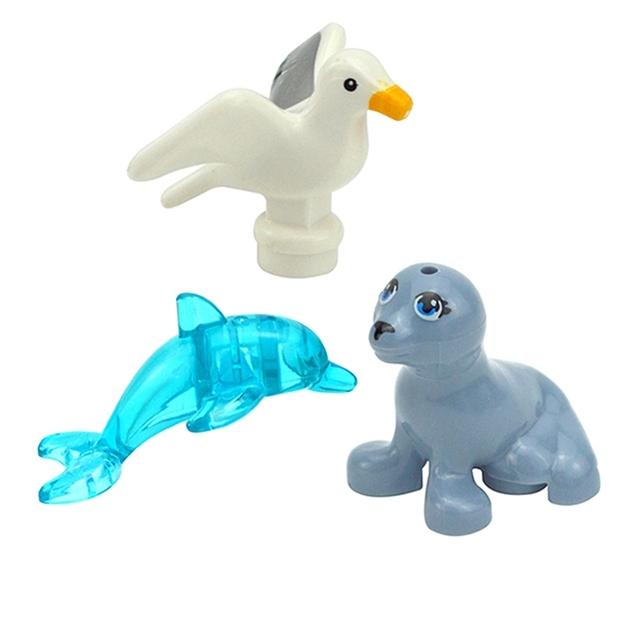 MOC City Animal Building Block Figures Goat Sheep Eagle Owl Panda Parrot Seagull Penguin Zoo Fram Accessories Bricks Toy Gift