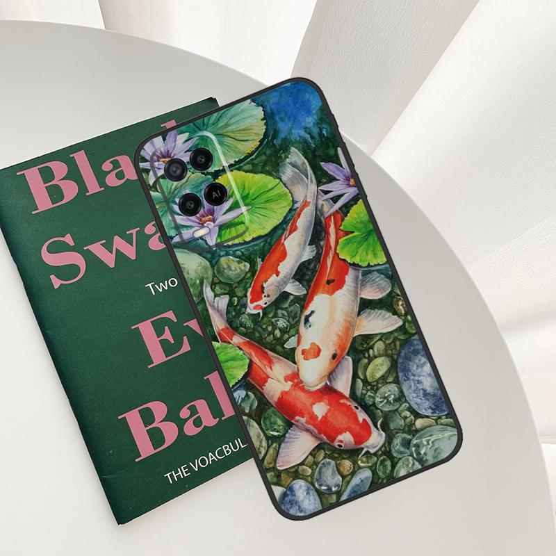 Koi Carp Fish Painting Case For Oppo A96 A76 A16 A15 A17 A52 A72 A54S A57S A58 A78 A98 A57 A77 A54 A74 A94 Cover