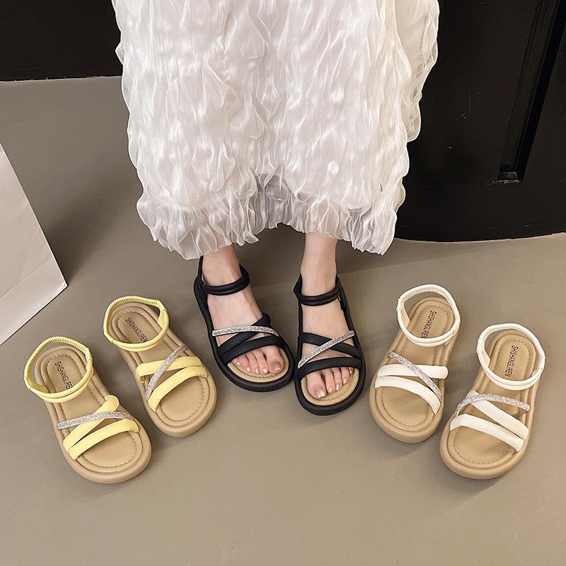 Platform Sandals Female 2025 Summer New with Skirt Fashionable Versatile Fairy Wind Water Diamond Beach Roman Cool Slippers