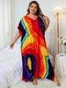 European-American Rayon Print Plus Size Beach Cover-Up Dress & Long Robe