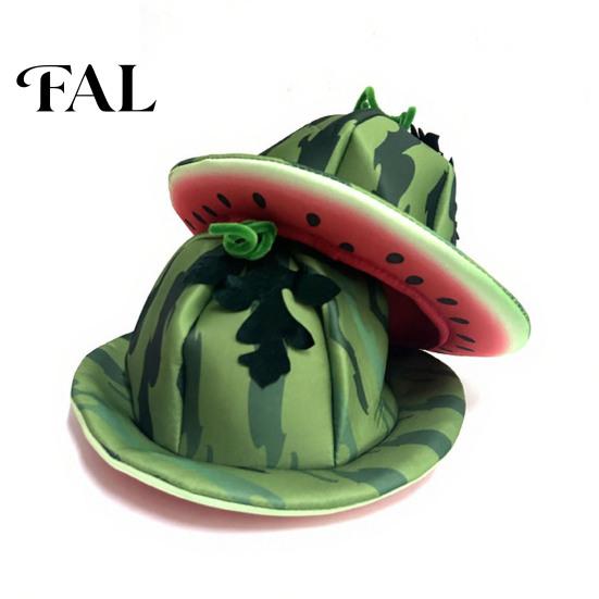 Kreativ Vattenmelonmönstrad Hatt Festmössa, Bredbrättad Solskyddshatt för Kostymfester, Leksam Sommarstrandhatt Lättviktig Elastisk Unisex Huvudbonad