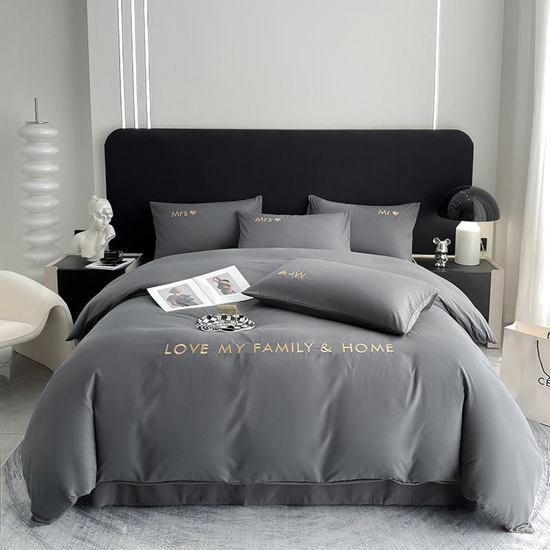 Nordic Egyptian Cotton Bedding Set with Duvet Cover Sheet Pillowcase Luxury Twin Double Queen King Size Couple Single Bed Linen