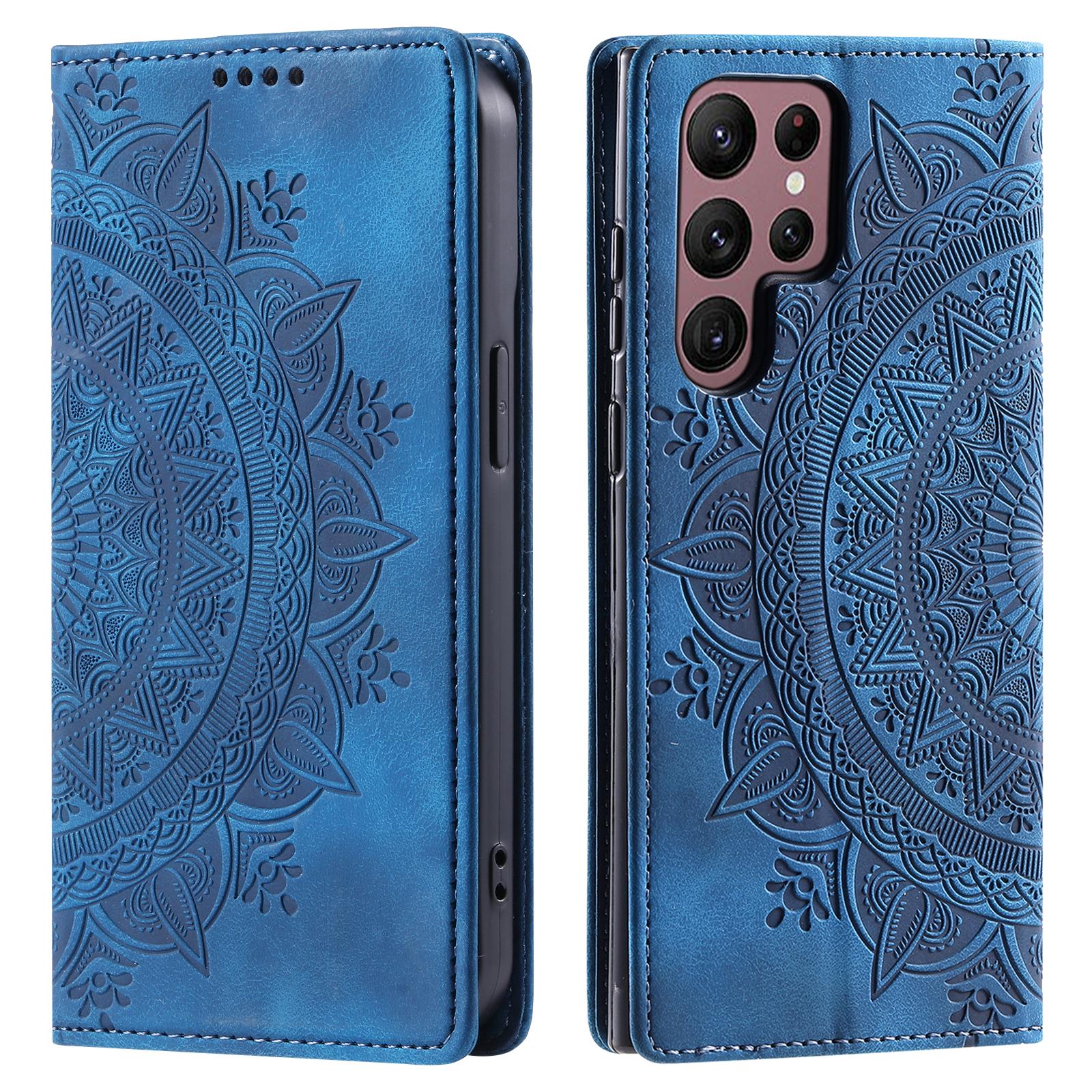 

Style 010 For Samsung Galaxy S25 Ultra Case Mandala Pattern Magnetic Closing Leather Phone Cover A