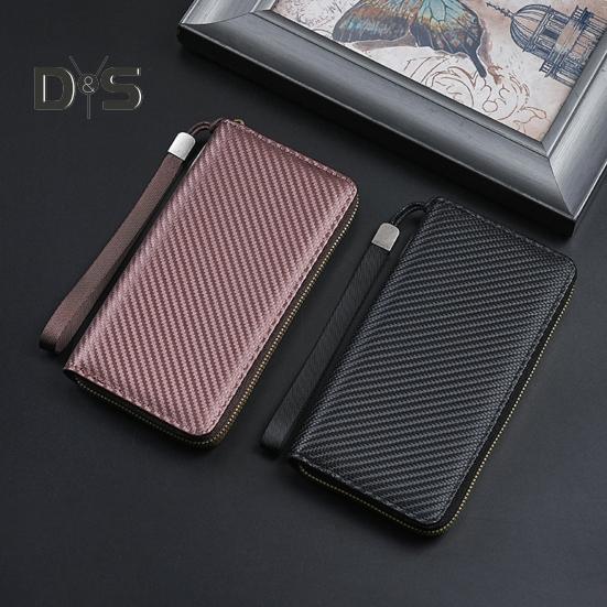 

Мужской кошелек, большой, на молнии, держатель для карт, кошелек для монет, однотонный, органайзер для удостоверения личности, кредитных карт, искусственный кожаный браслет чёрный