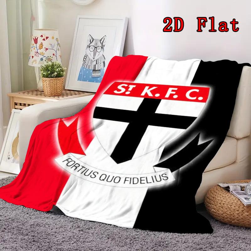 St Kilda AFL Print 2D Flat Pattern Flannel Blanket High quality All Seasons Warmth and Comfort Perfect for Christmas Gifts.
