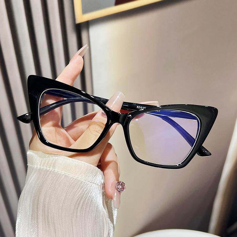Women Cat Eye Glasses Fashion Retro Anti Blue Light Large Frame Color Computer Eyeglass Luxury Brand Design Decorative Eyewear