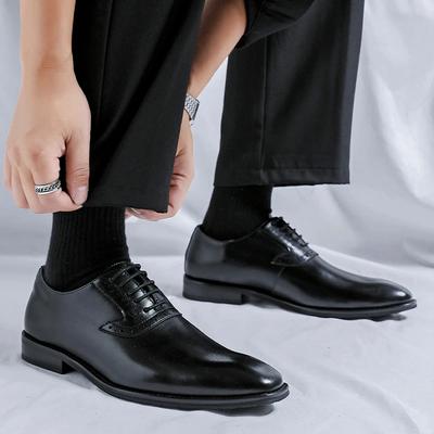 Herren Hochzeitsschuhe Mode Lederschuhe Spitz Schnürschuhe Oxfords Businessschuh Formal Schwarz Brogue Schuhe Herrenschuhe