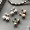 925 Sterling Silver Needle Real Hemp Gray Pearl Earrings Women's Light Luxury Two-wear Stud Earrings