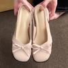 French Bag Head Thick Heel Single Shoes 2025 Summer New with Skirt Fairy Style Bow Round Head Fashion Sandals Women