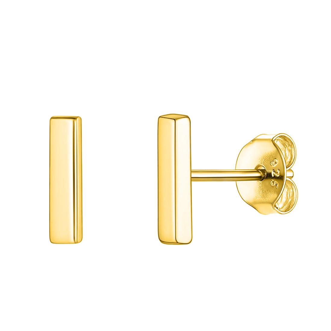 

925 Sterling Silver Gold Vermeil Bar Stud Earring жовтий