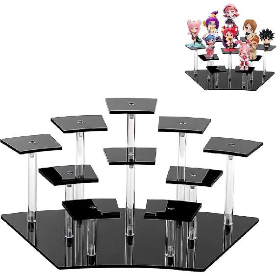 10 Tier Acrylic Display Stand, Action Figures Acrylic Organizer Holder, Cupcake Display Stand Steps, Risers Display Stands for Figures, Collectibles,