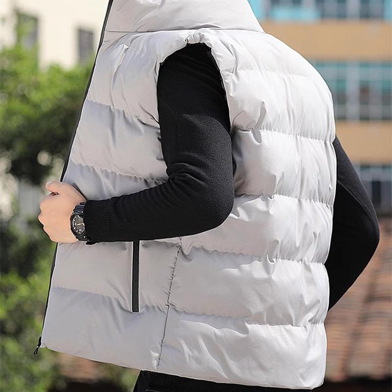 Gilet en coton duvet pour homme printemps et automne, style européen et américain, mode décontractée, grand col, veste chaude